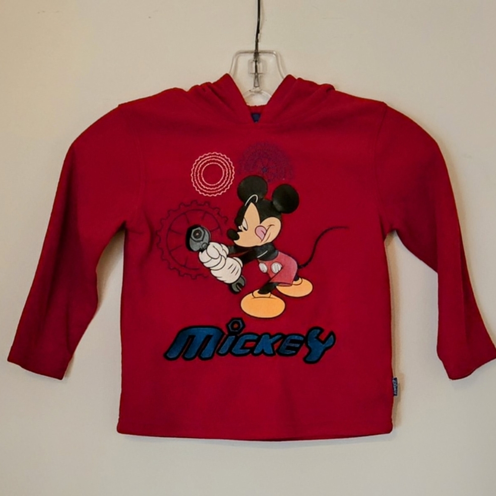 VEUC - Vintage Mickey Mouse Fleece Hoodie; from Disney Store; Size 4; Red